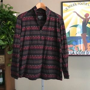 {WOOLRICH} Black and Red Half Zip Pullover